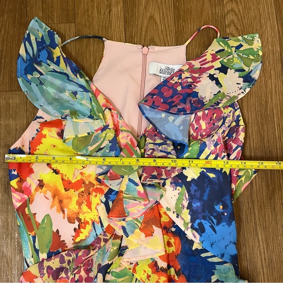NWOT Badgley Mischka Vibrant Floral Midi Ruffle Dress - Picture 11 of 14